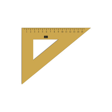 Triangle ruler. Student supplies image. Top view illustration.