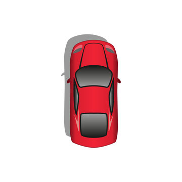 Red Sports Car Top View Illustration.