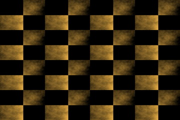 Illustration of an abstract orange and black chessboard