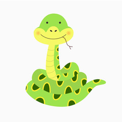 Obraz premium illustration of green snake on a white background