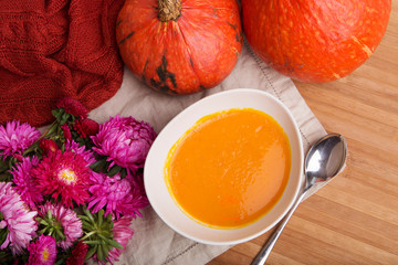 autumn still life. Homemade Autumn Butternut Squash Soup

