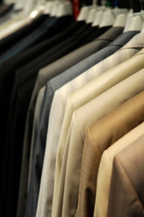 suits on the hangers close-up