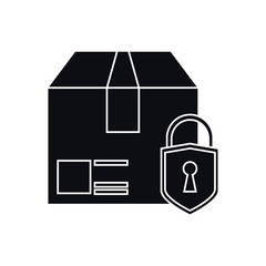 Package with padlock icon. Delivery shipping and industry theme. Isolated design. Vector illustration