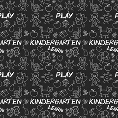Play Learn and grow together Image on blackboard