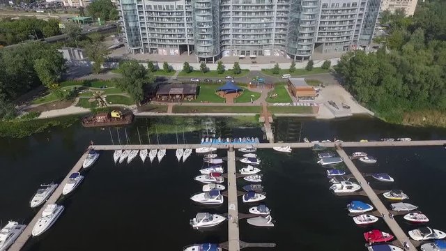top view of a yacht berth.