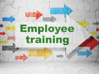 Education concept: arrow with Employee Training on grunge wall background