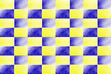 Illustration of an abstract dark blue and yellow chessboard