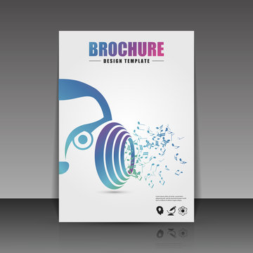 Music brochure cover design. Flyer, poster, booklet template