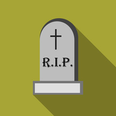 Tombstone icon in flat style isolated with long shadow vector illustration