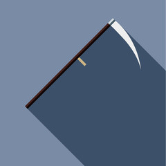 Scythe icon in flat style isolated with long shadow vector illustration