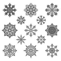 snowflake silhouette vector set