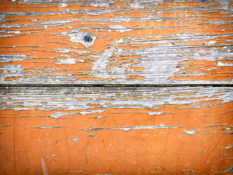 Aged Orange Painted Grunge Wood Texture Background