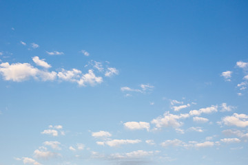 Small cloud group in clear sky background.