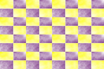 Illustration of an abstract yellow and purple chessboard