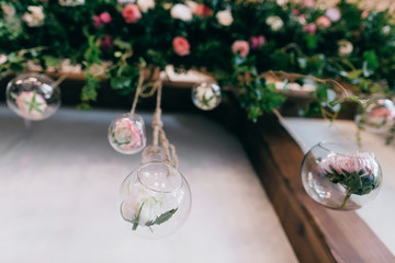 Beautiful Hand Made Wedding Decoration arch, flowers in jar. Boho style