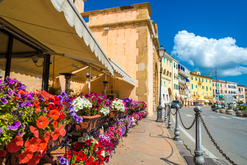 Portoferraio steet of  isola d'Elba, Elba island in Tuscany region, Italy.