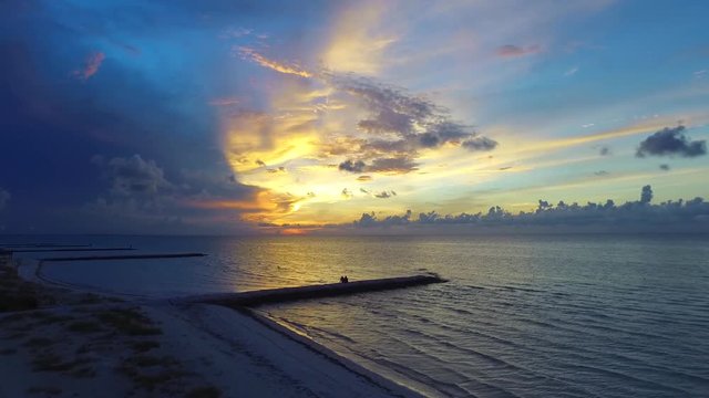 Romantic view from Holbox, Mexico at the sunset