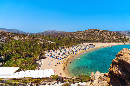 Sandy beach of eastern part of Crete island, Greece