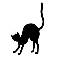 Black cat silhouette. Halloween design element. Vector illustration