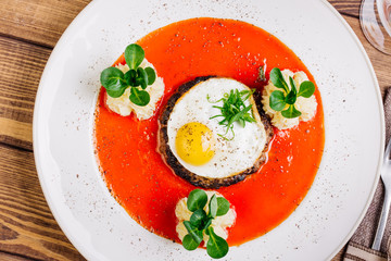 Red Beefsteak with egg and potatoes