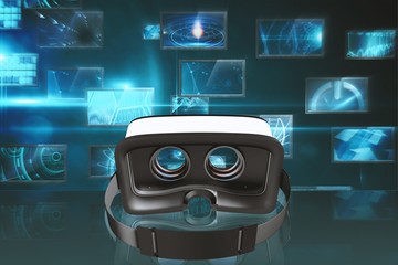 Composite image of digital image of virtual reality simulator