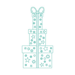 Vector illustration of gift boxes decorated stars made in line s