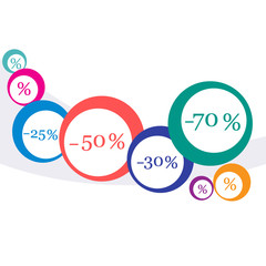 Vector  illustration of various discounts for markets and shops.