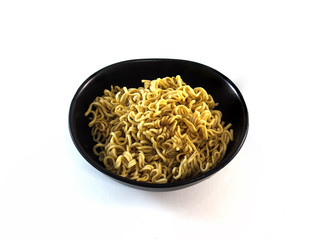 Bowl of noodles on a white background