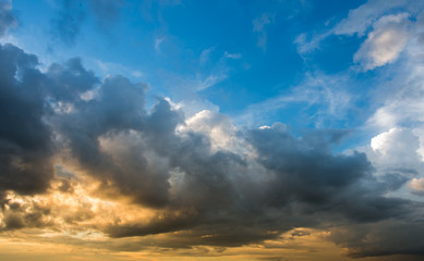 colorful dramatic sky with cloud at sunset