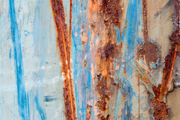 A background of peeling paint and rusty old metal