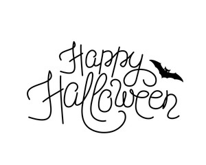 Vector illustration of happy halloween lettering sign
