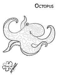 Children's coloring book that says Paint me. Sea life. Jellyphis