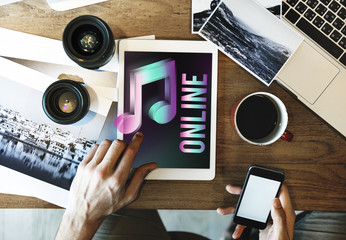 Digital Music Streaming Multimedia Entertainment Online Concept