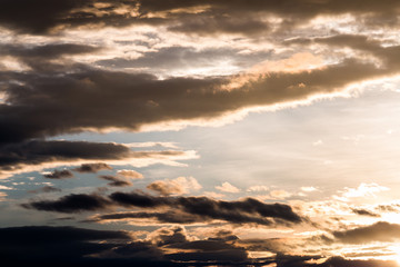 colorful dramatic sky with cloud at sunset