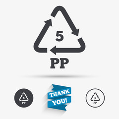 PP 5 icon. Polypropylene thermoplastic polymer.