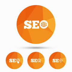 SEO icons. Search Engine Optimization symbols.