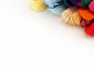 threads for needlework, embroidery, mouline thread, sewing background