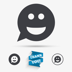 Smile face sign icon. Smiley symbol.