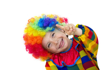 Child in clown costume. Adorable little boy in clown costume, ra