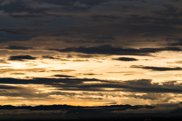 colorful dramatic sky with cloud at sunset