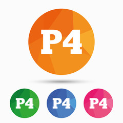 Fototapeta premium Parking fourth floor icon. Car parking P4 symbol