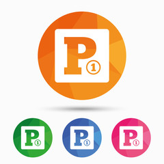 Paid parking sign icon. Car parking symbol.