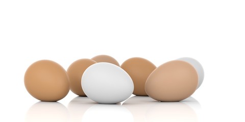 Eggs on white background. 3d illustration