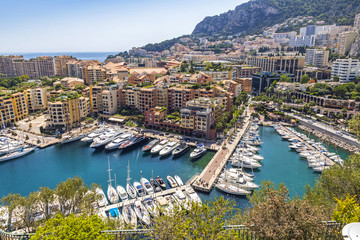 Fototapeta na wymiar Panoramic view of Port de Fontvieille, Principality of Monaco