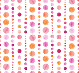 Watercolor Pink and Orange Circles Seamless Pattern