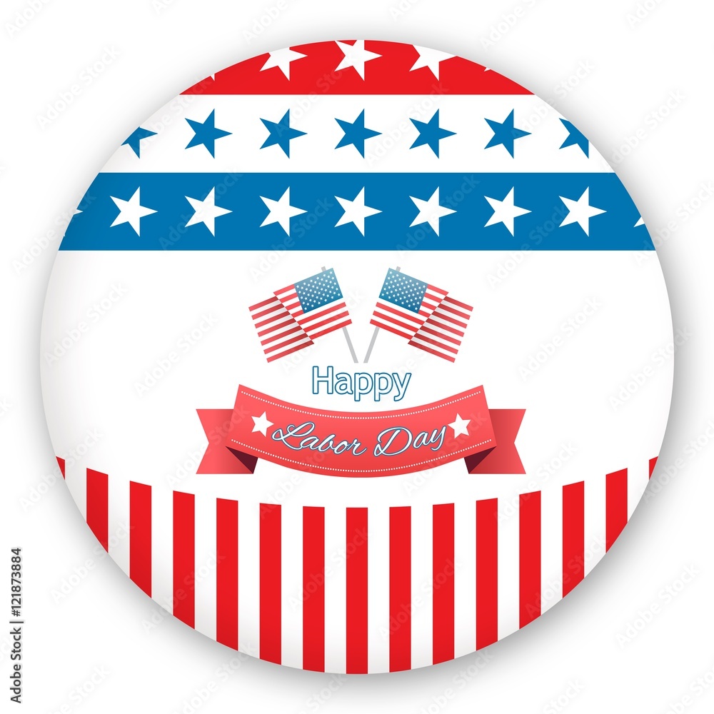 Poster composite image of happy labor day text badge with flags