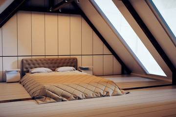 Loft bedroom interior