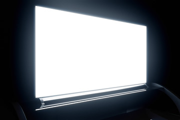 Illuminated TV screen closeup
