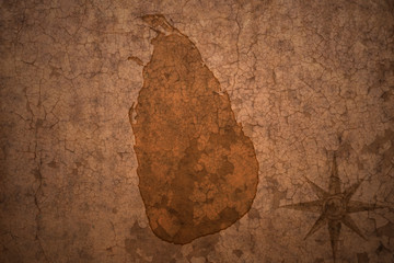 sri lanka map on vintage crack paper background
