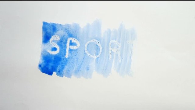 sport text inscription watercolor artist paints blot isolated on white background art video